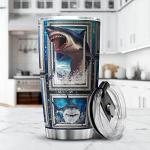 KOIXA Shark Tumbler Cup With Lid Blue Ocean Themed Coffee Mugs For Women Sharks Underwater Sea Animal Print Tumblers Stainless Steel 20 Oz Holiday Christmas Gift Cool Shark Things