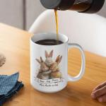 Custom Bunnies Coffee Mugs, Love Joy Peace Ceramic Mugs, Inspiration Animal Cup Gift For Family Members, Customized Name Bunny Themed Mugs, Personalized Rabbit Decoration Tea Cup