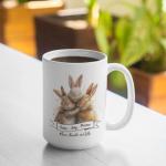 Custom Bunnies Coffee Mugs, Love Joy Peace Ceramic Mugs, Inspiration Animal Cup Gift For Family Members, Customized Name Bunny Themed Mugs, Personalized Rabbit Decoration Tea Cup
