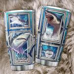 KOIXA Shark Tumbler Cup With Lid Blue Ocean Themed Coffee Mugs For Women Sharks Underwater Sea Animal Print Tumblers Stainless Steel 20 Oz Holiday Christmas Gift Cool Shark Things