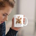 Custom Bunnies Coffee Mugs, Love Joy Peace Ceramic Mugs, Inspiration Animal Cup Gift For Family Members, Customized Name Bunny Themed Mugs, Personalized Rabbit Decoration Tea Cup
