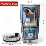 KOIXA Shark Tumbler Cup With Lid Blue Ocean Themed Coffee Mugs For Women Sharks Underwater Sea Animal Print Tumblers Stainless Steel 20 Oz Holiday Christmas Gift Cool Shark Things