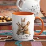 Custom Bunnies Coffee Mugs, Love Joy Peace Ceramic Mugs, Inspiration Animal Cup Gift For Family Members, Customized Name Bunny Themed Mugs, Personalized Rabbit Decoration Tea Cup
