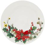 Gracie Bone China by Coastline Imports Cardinal Poinsettia Bone China Set of 4 Teacup and Saucer, 9-Ounce, Red