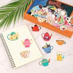 100pcs Tea Cup Stickers, Tea Party Stickers Tea Party Favors Tea Party Decorations Tea Stickers for Kids Little Girls Boys Adult Teen Party Decoration