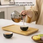 Portable Teapot Tea Set, Travel Ceramic Kungfu Tea for One Set, A Minimalist Cute Look Detachable Side-handle Tea Pot with 2 cup for Tea Lovers Home Hotel Office Outdoor Picnic (Black)