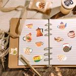 100pcs Tea Cup Stickers, Tea Party Stickers Tea Party Favors Tea Party Decorations Tea Stickers for Kids Little Girls Boys Adult Teen Party Decoration