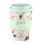 Creative Brands Travel Mug - Travel Coffee Cup with Lid and Sleeve Bamboo Fiber No Spill Tumbler by Faithworks, 13-Ounce, Grace & Coffee