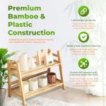 Wicker Look Coffee Station Organizer, 2 Tier Bamboo Mug Holder Countertop Organizer, Kitchen Home Counter Shelf for Tea Coffee Bar Accessories, Matcha Stand, Cup Display, Condiment Storage Rack