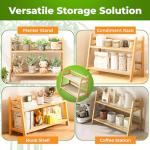 Wicker Look Coffee Station Organizer, 2 Tier Bamboo Mug Holder Countertop Organizer, Kitchen Home Counter Shelf for Tea Coffee Bar Accessories, Matcha Stand, Cup Display, Condiment Storage Rack