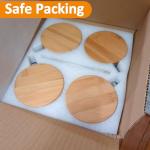 LOSYHU 14 Oz Vintage Coffee Mugs Glassware Set of 4 Clear Embossed Tea Cups With Bamboo Lids and Spoons, Hobnail Glass Coffee Mugs Gifts for Women, Overnight Oats