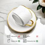 Espresso Cups and Saucers Set of 6, 7 OZ Porcelain Cappuccino Cups with Saucers, Stackable Coffee Mugs for Demitasse, Latte, Cafe, Mocha, Tea, Mother's Day Gift Thanksgiving Christmas Gift Present