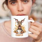 Personalized Doberman Pinscher Coffee Mugs, Happy Dog Themed Tea Cups, Novelty Doberman Pinscher Drinking Mugs, Customized Name Cup Gift Dog Owners, Animal Lovers Cup 11Oz Or 15Oz