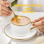 Espresso Cups and Saucers Set of 6, 7 OZ Porcelain Cappuccino Cups with Saucers, Stackable Coffee Mugs for Demitasse, Latte, Cafe, Mocha, Tea, Mother's Day Gift Thanksgiving Christmas Gift Present