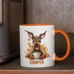 Personalized Doberman Pinscher Coffee Mugs, Happy Dog Themed Tea Cups, Novelty Doberman Pinscher Drinking Mugs, Customized Name Cup Gift Dog Owners, Animal Lovers Cup 11Oz Or 15Oz