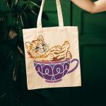 FINGERINSPIRE Teacup Cat Painting Stencil 11.8x11.8 inch Cute Kitten Drawing Stencil Tea Cups Plastic Stencil Animal Theme Craft Stencil for Painting on Wall Furniture DIY Home Decor