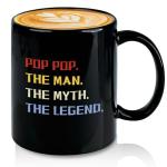 Slugeren Gifts for Grandpa, Pop Pop The Man The Myth The Legend Coffee Mug, Fathers Day Birthday Christmas Gifts for Grandpa Papa Dad from Grandkids, Papa Coffee Mug, 11Oz