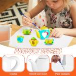 PullCrease 45 Pcs Spring Paint Your Own Tea Kit Craft DIY Tea Kit for Kids Ages 8+ Mini Ceramic Tea Cups to Paint Including Porcelain Dishes Brush for Party Girls Boys SetStylish Style