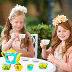 PullCrease 45 Pcs Spring Paint Your Own Tea Kit Craft DIY Tea Kit for Kids Ages 8+ Mini Ceramic Tea Cups to Paint Including Porcelain Dishes Brush for Party Girls Boys SetStylish Style