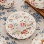 Agyiuns tea cups and saucers ceramic coffee mug 6oz for Coffee, Latte, Cafe Mocha and Tea-Set of 4, white with flowers