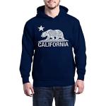 shop4ever California Distressed White Bear Hoodies Cali Sweatshirts Medium Navy0