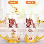 Monogram Cup Custom Name Tea Cup - Personalized Enamel Flower Tea Cup, Custom Personalized Flower Monogram Initial Letter and Name Tea Cup, Gifts for Women Girl on Birthday Anniversary Wedding