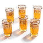 Moroccan Glasses Artisan Hand-Made Multipurpose 170 ml 6 oz Tea, Coffee and Wine Moroccan, Hot & Cold Tumbler - Marrakech & Casablanca Tea Cups Set of 6 Hand Blown Colorful (Crystal Gold)