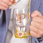 Monogram Cup Custom Name Tea Cup - Personalized Enamel Flower Tea Cup, Custom Personalized Flower Monogram Initial Letter and Name Tea Cup, Gifts for Women Girl on Birthday Anniversary Wedding