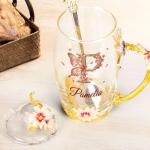 Monogram Cup Custom Name Tea Cup - Personalized Enamel Flower Tea Cup, Custom Personalized Flower Monogram Initial Letter and Name Tea Cup, Gifts for Women Girl on Birthday Anniversary Wedding