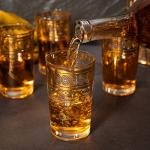 Moroccan Glasses Artisan Hand-Made Multipurpose 170 ml 6 oz Tea, Coffee and Wine Moroccan, Hot & Cold Tumbler - Marrakech & Casablanca Tea Cups Set of 6 Hand Blown Colorful (Crystal Gold)