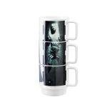 Collectible Star Wars Stacking Mugs Set - 11-Ounce Ceramic Mugs for Hot Coffee, Tea, Cocoa - Features Princess Leia, Han Solo in Carbonite, and Lando Calrissian - Licensed Disney Merchandise
