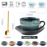 Porcelain Coffee Cup with Saucer Spoon, Vintage Design Ceramic Latte Art Cappuccino Barista Espresso Tea Cup with Saucer (11.6 oz, 350ml, Starry Blue)