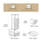 MALACASA 8 OZ Porcelain Espresso Cups with Saucers and Metal Stand Set of 4, Stackable Cappuccino Cups, White Expresso Shots Cup Set for Coffee Drinks, Latte, Tea