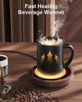 SWEETFULL Coffee Mug Warmer, 36W Electric Cup Warmer for Desk with 3-Temp Settings Advanced Temperature-Controlled Heating Coffee Gifts Accessories for Women Men Milk, Tea, Candle - Wood