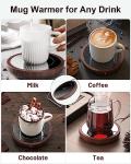 SWEETFULL Coffee Mug Warmer, 36W Electric Cup Warmer for Desk with 3-Temp Settings Advanced Temperature-Controlled Heating Coffee Gifts Accessories for Women Men Milk, Tea, Candle - Wood