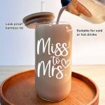 MEOGUTYI Bridal Shower Gift, Miss To Mrs Funny Glass Cup, Customized Personalized Gift for Her, 16 oz Can Shaped Glass Cups With Lids and Straws