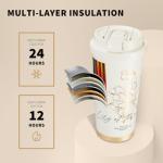 20oz Insulated Tumbler, portable coffee travel mug with Lid and Straw 丨 Leak-Proof, Vacuum Insulated Stainless Steel,BPA-Free,travel tea cup. hot or cold for 24 hours