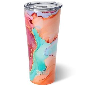 Swig Life 32oz Insulated Tumbler, Travel Coffee Tumbler with Lid, Cup Holder Friendly Travel Coffee Mug, Stainless Steel Thermos with Lid (Dreamsicle)