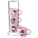 Silver Buffalo Sanrio Hello Kitty Halloween 4 Pack Stackable Ceramic Mug Set With Storage Rack, 3 Ounces