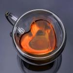 EASICOZI Heart Shaped Double Walled Insulated Glass Coffee Mugs or Aesthetic Tea Cups, Double Wall Glass 8 oz, Clear