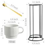 Miamolo Stackable Coffee Mugs, Coffee Mug Set of 4 with Spoons & Stand, 13oz Espresso Cups for Drinks Latte Cappuccino Tea, Coffee Cup for Housewarming Birthday Gift, Dishwasher Safe, White