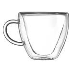 EASICOZI Heart Shaped Double Walled Insulated Glass Coffee Mugs or Aesthetic Tea Cups, Double Wall Glass 8 oz, Clear