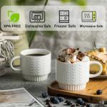 Miamolo Stackable Coffee Mugs, Coffee Mug Set of 4 with Spoons & Stand, 13oz Espresso Cups for Drinks Latte Cappuccino Tea, Coffee Cup for Housewarming Birthday Gift, Dishwasher Safe, White