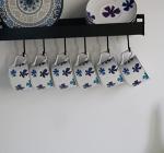 GuangYang 7oz Tea Cups set of 6, Fancy Color Flowers Design (Durable Porcelain for Hot Tea, Coffee, Latte,Small Macchiato, Cappuccino, Chocolate Drinks and Party)