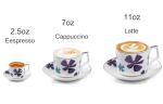 GuangYang 7oz Tea Cups set of 6, Fancy Color Flowers Design (Durable Porcelain for Hot Tea, Coffee, Latte,Small Macchiato, Cappuccino, Chocolate Drinks and Party)