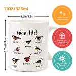 Jigfoxy Nice Tits Bird Mug, Funny Birds Coffee Mugs, Gifts for Bird Lovers Women Men - 11 Oz