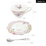 Krysclove Vintage Ceramic Teacup, Elegant Coffee Cup with Spoon and Saucer Set, Royal Bone China Tea Cups (Pink)