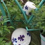 GuangYang 7oz Tea Cups set of 6, Fancy Color Flowers Design (Durable Porcelain for Hot Tea, Coffee, Latte,Small Macchiato, Cappuccino, Chocolate Drinks and Party)