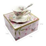 Krysclove Vintage Ceramic Teacup, Elegant Coffee Cup with Spoon and Saucer Set, Royal Bone China Tea Cups (Pink)