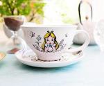 Disney Alice In Wonderland "World of My Own" 12-ounce Ceramic Teacup and Saucer Set | Tea Party Gift Set For Coffee, Espresso, Mocha, Latte | Cute Gifts and Collectibles